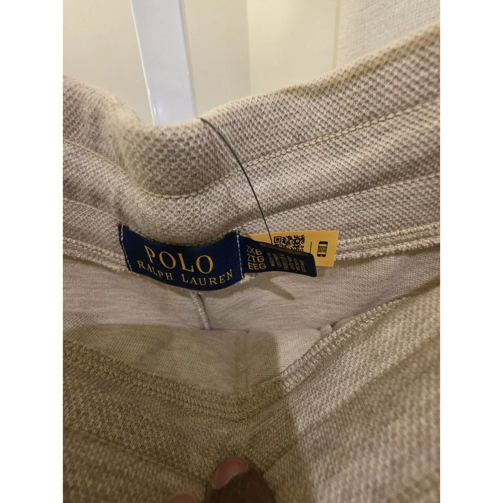 NWT Polo Ralph Lauren Men's Double Knit Tech Joggers 2XB Beige /Brown Pony